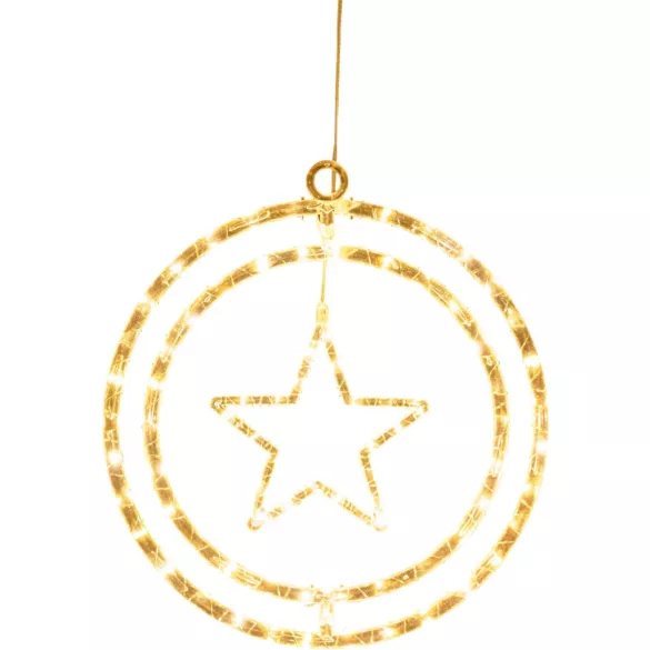Karácsonyi dekoráció, MagicHome Vianoce, csillag, 32,5 x 36 cm, 80 db melegfehér LED, műanyag, elemes (3 x AA)