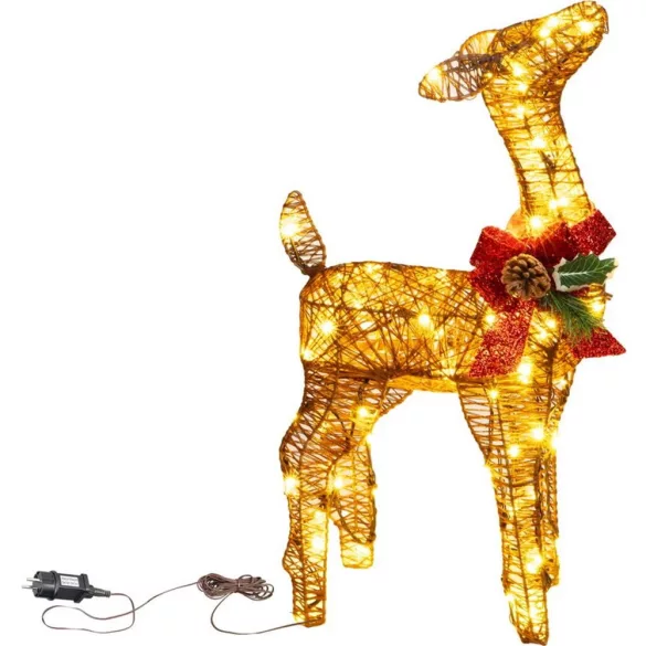 Karácsonyi dekoráció, MagicHome Vianoce, Szarvas, 60 cm, arany, 80 db meleg fehér LED, fém, 230 V adapteres, beltéri/kültéri