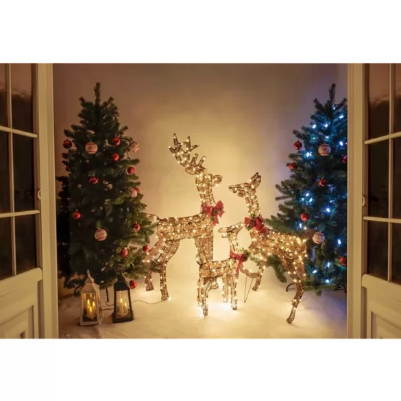 Karácsonyi dekoráció, MagicHome Vianoce, Szarvas, 60 cm, arany, 80 db meleg fehér LED, fém, 230 V adapteres, beltéri/kültéri