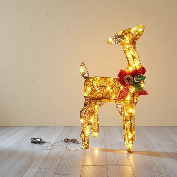 Karácsonyi dekoráció, MagicHome Vianoce, Szarvas, 60 cm, arany, 80 db meleg fehér LED, fém, 230 V adapteres, beltéri/kültéri