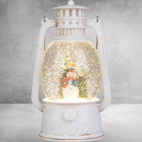 MagicHome karácsonyi dekoráció, lámpás, 1 melegfehér LED, 12 x 10 x 20,5 cm, fehér