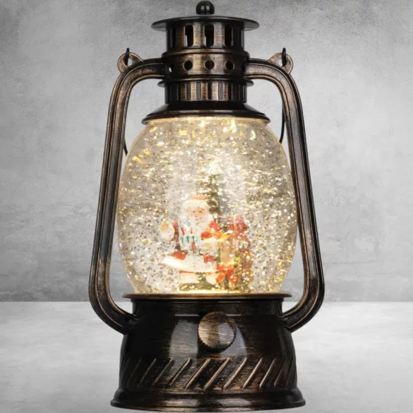 MagicHome karácsonyi dekoráció, lámpás, 1 melegfehér LED, 12 x 10 x 20,5 cm, fekete