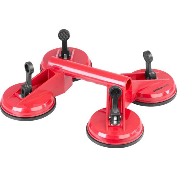 Tapadókorongos üvegtartó, Strend Pro CUP-182, piros, átmérő: 11,5 cm, 4 tapadókorong, 120 kg teherbírás, ABS műanyag, gumi