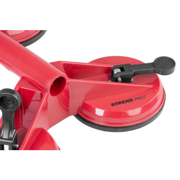 Tapadókorongos üvegtartó, Strend Pro CUP-182, piros, átmérő: 11,5 cm, 4 tapadókorong, 120 kg teherbírás, ABS műanyag, gumi