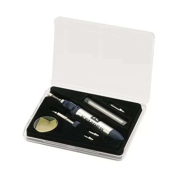 Gázos mikropáka készlet, Kemper 12000KIT, 17,6 cm, 8 ml gáztartály, kézi gyújtás, folyamatos lángszabályozás, nyitott és zárt láng