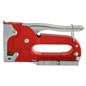 Kézi tűzőgép, Strend Pro S204, piros, 4–8 mm kapocshossz, C típusú kapcsokhoz, acél burkolat, acél mechanika, 100 db kapoccsal, kárpitos