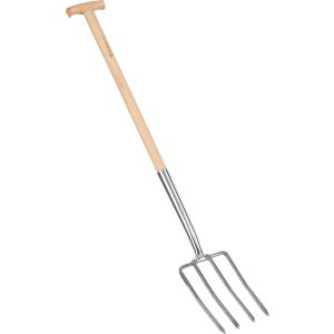 Villa, Strend Pro Premium, szürke, 56 x 7,5 x 118 cm, rozsdamentes acél fej, fa nyél, 4 ágú, T markolat