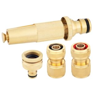 Kerti csatlakozókészlet, Strend Pro Garden GF341, sárgaréz, kerti öntözéshez, adapter: 3/4" – 1", csatlakozók: 1/2", fúvóka