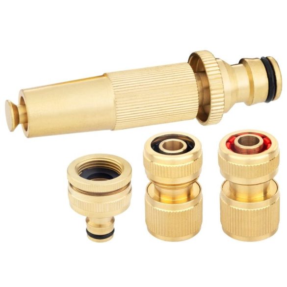 Kerti csatlakozókészlet, Strend Pro Garden GF341, sárgaréz, kerti öntözéshez, adapter: 3/4" – 1", csatlakozók: 1/2", fúvóka