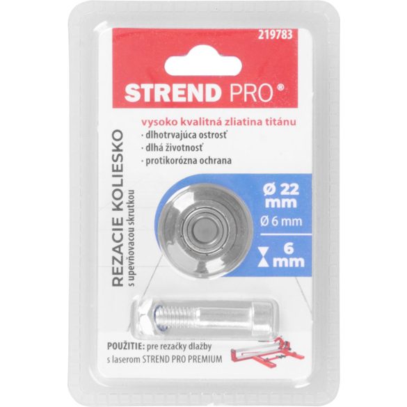 Csempevágó vágókerék, Strend Pro Prémium WB218, 2,2 x 0,6 x 0,6 cm, titánötvözet, rozsdavédelemmel, rögzítő csavarral, professzionális