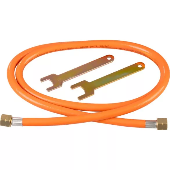 Forrasztólámpa, Strend Pro, Propán-Bután gázhoz, 150 cm tömlő, piezo gyújtás, lángszabályozás, ergonomikus fogantyú, maximum 1300 °C