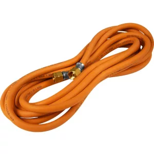 Gáztömlő, Strend Pro GH01, narancssárga, 1,5 m hossz, 6,3 mm átmérő, 2 x G3/8" menet, Propán-Bután gázhoz