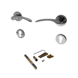   Ajtókilincs garnitúra, Violetta PZ DT, 8,5 mm, ezüst, cilinderes zárakhoz