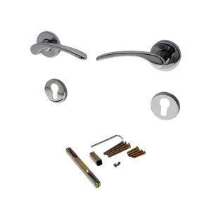 Ajtókilincs garnitúra, Violetta PZ DT, 8,5 mm, ezüst, cilinderes zárakhoz