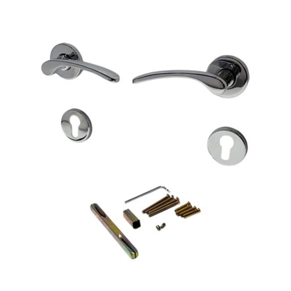 Ajtókilincs garnitúra, Violetta PZ DT, 8,5 mm, ezüst, cilinderes zárakhoz