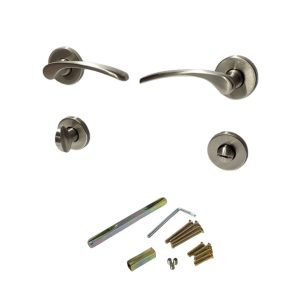 Ajtókilincs garnitúra, Violetta WC Standard, 8,5 mm, ezüst, WC-záras