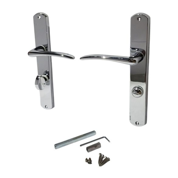 Ajtókilincs garnitúra, Verona WC 08/072, fényes ezüst, WC-záras