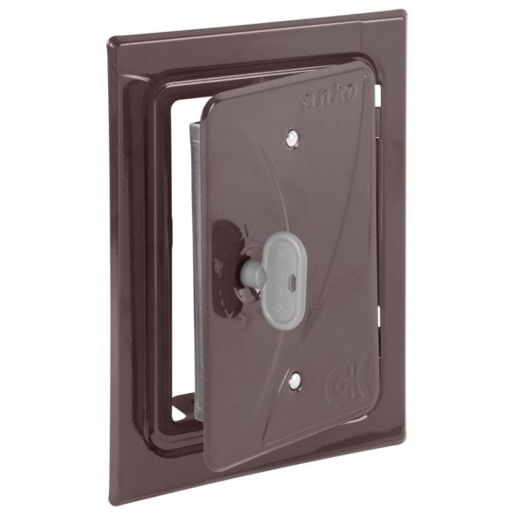 Kéményajtó, Anko C2.1B, 12 x 18 cm, barna, rozsdamentes acél, ellenőrző, tolómágneses záródás, négyszögletes, beltéri/kültéri