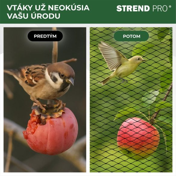 Madárháló, Strend Pro Garden A1204, 4 x 10 m, 25 x 25 mm szemméret, polietilén (PE), gyümölcsfákhoz, bokrokhoz és szőlőhöz