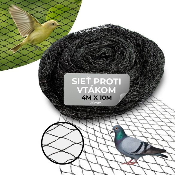 Madárháló, Strend Pro Garden A1204, 4 x 10 m, 25 x 25 mm szemméret, polietilén (PE), gyümölcsfákhoz, bokrokhoz és szőlőhöz