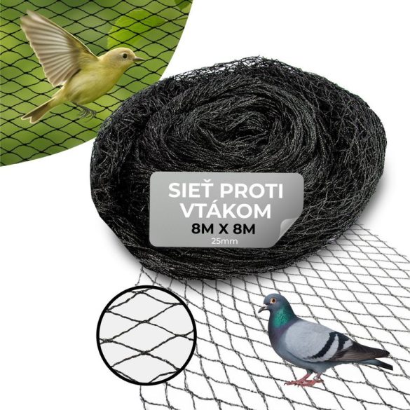 Madárháló, Strend Pro Garden A1205, 8 x 8 m, 25 x 25 mm szemméret, polietilén, gyümölcsfákhoz, bokrokhoz és szőlőhöz