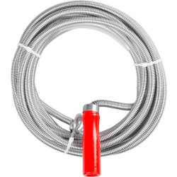   Strend Pro PP3101 csőgörény, lefolyótisztító spirál, 10 m hosszú, 9 mm átmérőjű, tartós és kompakt kivitelű, ezüst színű