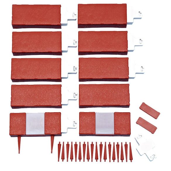 Kerti szegély, Strend Pro Garden GE089, terrakotta, 20 x 9 cm, összekapcsolható, 220 cm hossz, polipropilén (PP) műanyag, 2 napelemes LED fényforrás, 10 panel/csomag