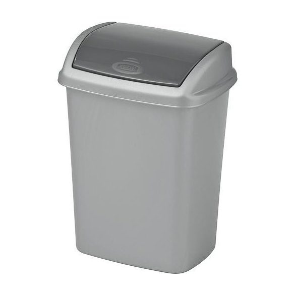 Szemeteskuka, Curver Dominik, 10 l, ezüst/grafit, kézi nyitású, forgatható fedél, műanyag, zárt kivitel