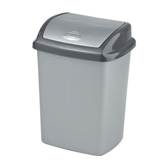 Szemeteskuka, Curver Dominik, 25 l, ezüst/grafit, kézi nyitású, forgatható fedél, műanyag, zárt kivitel