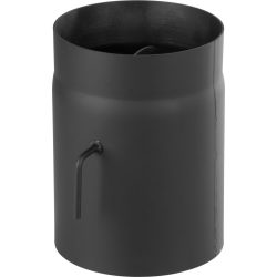   Füstcső, V.A.P.K. HS K0250/150/2, fekete, 25 cm / 150 mm, csappantyúval, rövid húzókarral, DC01 acéllemez, vastagfalú, lemezvastagság: 2,0 mm