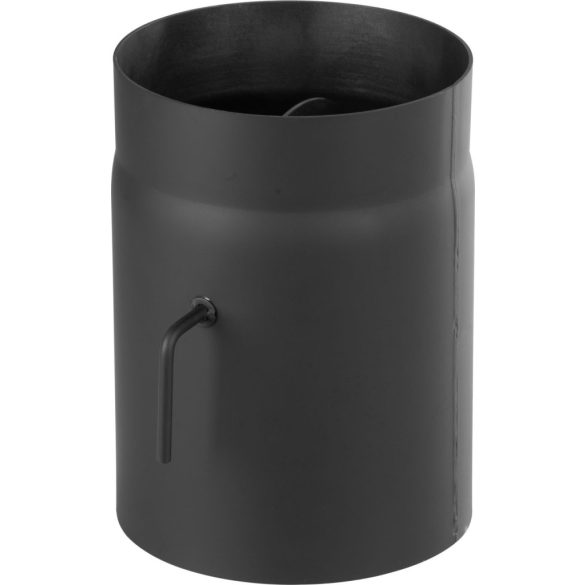 Füstcső, V.A.P.K. HS K0250/150/2, fekete, 25 cm / 150 mm, csappantyúval, rövid húzókarral, DC01 acéllemez, vastagfalú, lemezvastagság: 2,0 mm