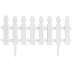   Mini díszkerítés, Strend Pro Garden Gardens F752, fehér, 50 × 34 cm, műanyag, fa hatású, összekapcsolható, leszúrható, 4 db/csomag