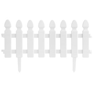 Mini díszkerítés, Strend Pro Garden Gardens F752, fehér, 50 × 34 cm, műanyag, fa hatású, összekapcsolható, leszúrható, 4 db/csomag