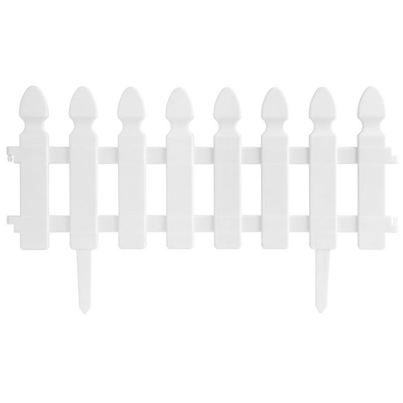 Mini díszkerítés, Strend Pro Garden Gardens F752, fehér, 50 × 34 cm, műanyag, fa hatású, összekapcsolható, leszúrható, 4 db/csomag
