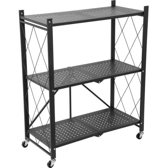 MagicHome 3 polcos összecsukható és mozgatható fém műhelypolc, 87 x 72 x 34 cm, teherbírás: 50 kg/polc