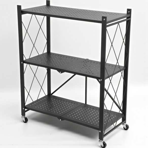 MagicHome 3 polcos összecsukható és mozgatható fém műhelypolc, 87 x 72 x 34 cm, teherbírás: 50 kg/polc