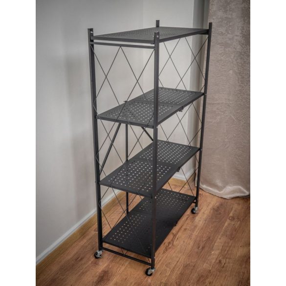 MagicHome 4 polcos összecsukható és mozgatható fém műhelypolc, 127 x 72 x 34 cm, teherbírás: 50 kg/polc