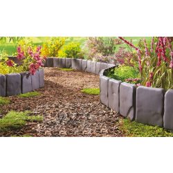   Kerti szegély, Strend Pro Garden, szürke, 25 x 23 cm, összekapcsolható, 250 cm hossz, UV-álló műanyag, kőhatású, 10 panel/csomag