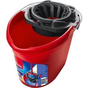 Vödör, Vileda SuperMocio, 10 liter, csavarókosárral, piros, felmosóhoz használható
