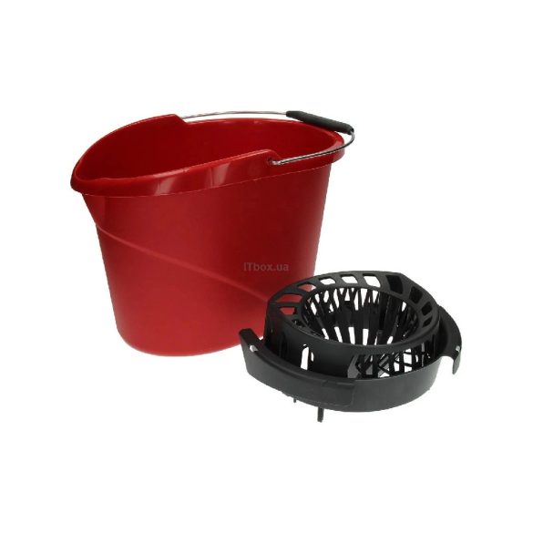 Vödör, Vileda SuperMocio, 10 liter, csavarókosárral, piros, felmosóhoz használható