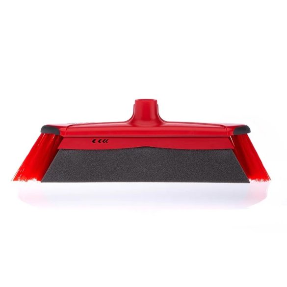 Seprű, Vileda DuActiva, fém nyéllel, 130 cm, piros-fekete, habszivacsos porfogó fejjel