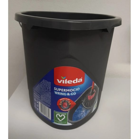 Vödör, Vileda SuperMocio Wring&Go, 7,5 liter, piros-szürke, csavarókosárral, újrahasznosított anyagból