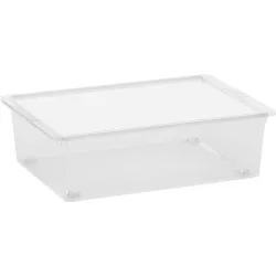   Tárolódoboz, KIS C-box L, átlátszó, 27 literes, 39 x 55 x 16 cm, egymásra rakható, műanyag, fedeles, szögletes