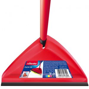 Lapát, Vileda Flexi 2 az 1-ben, 80 cm, piros-szürke, ergonomikus kialakítással, gumi peremmel, összecsukható és akasztható, helytakarékos