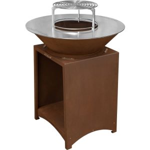 Tűzrakó, Strend Pro Grill Fiesta, rozsdabarna, átmérő: 75 cm, acél, kör alakú tűzrakóval