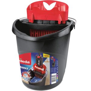 Vödör, Vileda Ultramax, 10 liter, piros-szürke, csavarókosárral, ergonomikus kialakítással