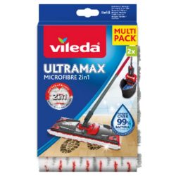  Felmosóhuzat, Vileda Ultramax Microfibre 2in1, 2 db, mikroszálas, 60°C-on mosható, kemény padlókhoz