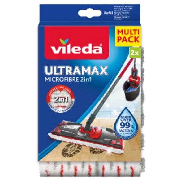 Felmosóhuzat, Vileda Ultramax Microfibre 2in1, 2 db, mikroszálas, 60°C-on mosható, kemény padlókhoz