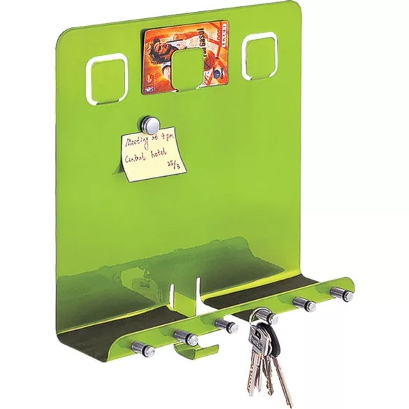 Kulcstartó fogas, Strend Pro Easyhome MB-008, zöld, 28 × 25 × 8 cm, 5 kampó, falra rögzíthető