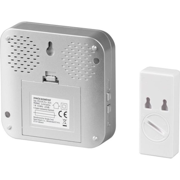 Vezeték nélküli ajtócsengő, MagicHome Intelligent4, ezüst/fehér, 1 W, elemes, IP44 védelem, maximum 100 m hatótávl, 85 dB, 30 dallam, LED jelzés, 4 fokozat